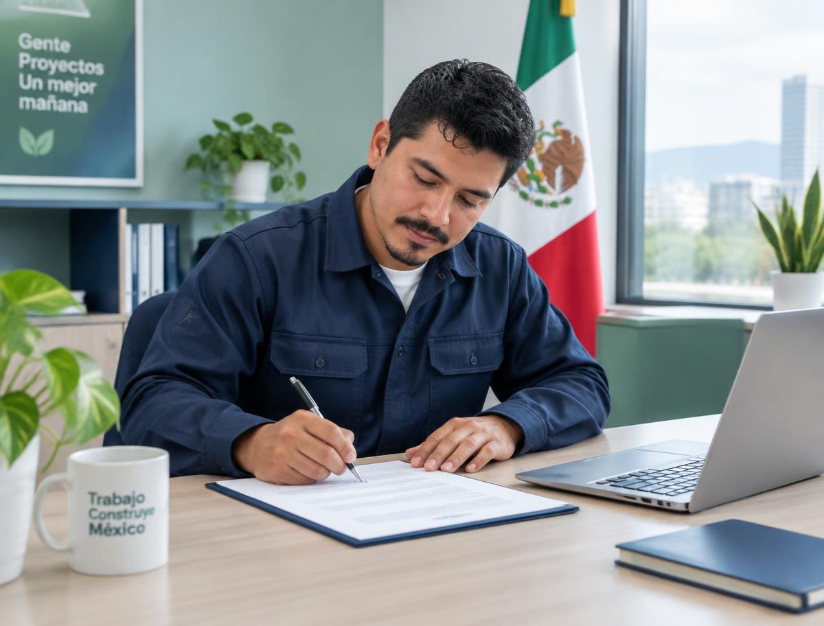 Trabajador firmando su alta en el IMSS